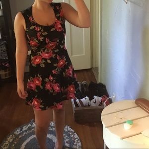 Black with floral print skater dress sz s